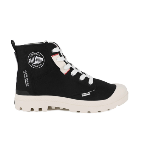 Palladium Pampa Hi Urban boot in Black - side view on white background