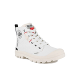 Palladium Pampa Hi Urban boot in Star White - back view on white background