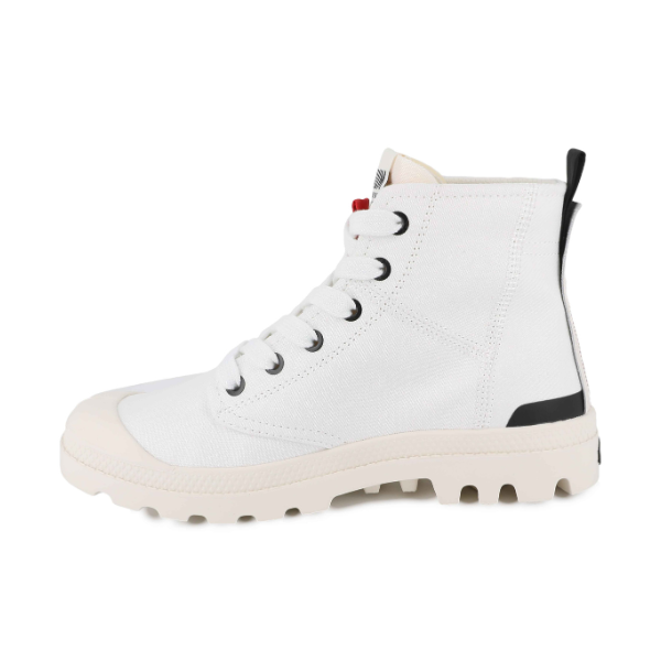 Palladium Pampa Hi Urban boot in Star White - opposite side view on white background