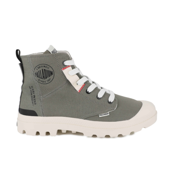 Palladium Pampa Hi Urban boot in Vetiver - side view on white background