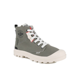 Palladium Pampa Hi Urban boot in Vetiver - angled side view on white background