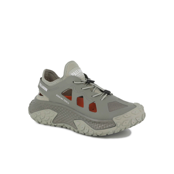 Palladium Offbound Hydro sneaker in Abbey Stone - angled side view on white background