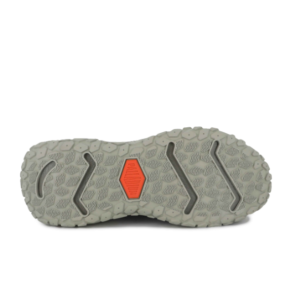 Palladium Offbound Hydro sneaker in Abbey Stone - sole view showing textured grip pattern with orange detail