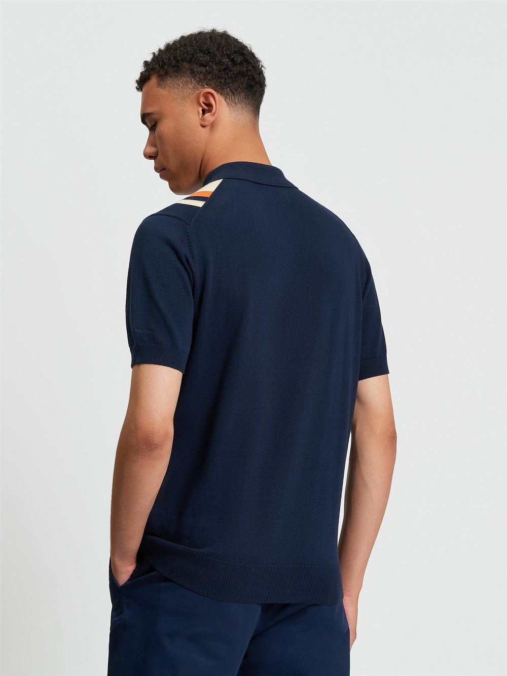 Ben Sherman Vertical Stripe Polo in Dark Navy - Close Up Stripe Detail | Partisan and Co