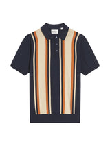 Vertical Stripe Polo in Dark Navy