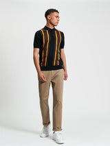 Vertical Stripe Polo in Black
