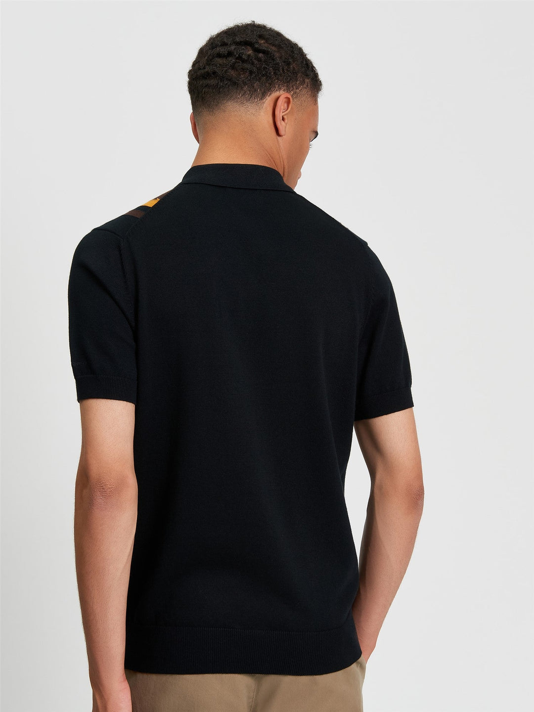 Ben Sherman Vertical Stripe Polo in Black - Close Up Detail | Partisan and Co
