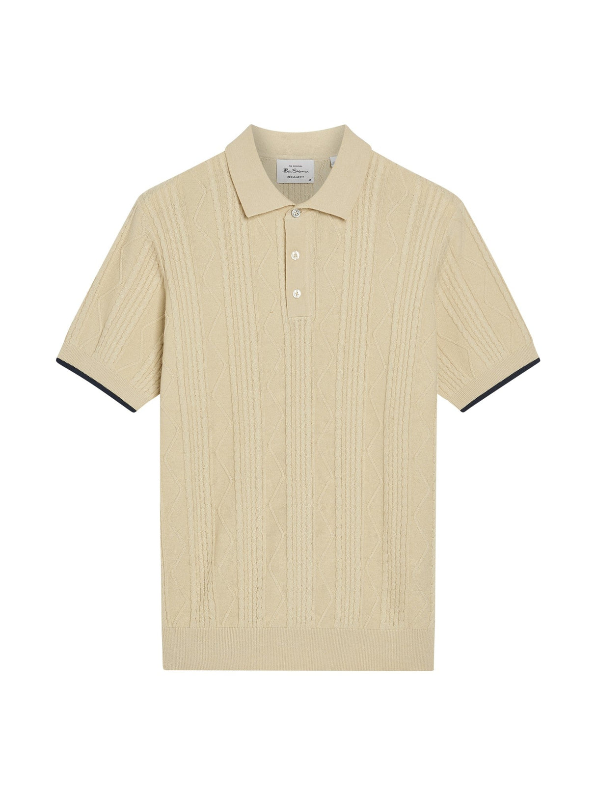 Cable Texture Polo in Fog