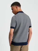 Coloured Textured Polo in Dark Navy