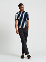 Raised Stripe Polo in Dark Navy
