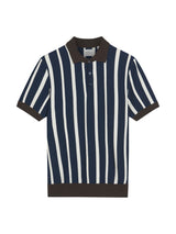 Raised Stripe Polo in Dark Navy