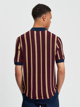 Raised Stripe Polo in Dark Wine