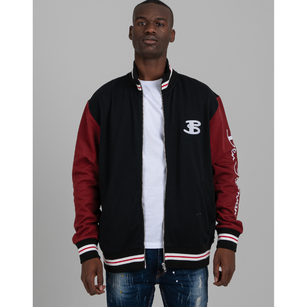 Varsity Bomber Jacket - Black Berry