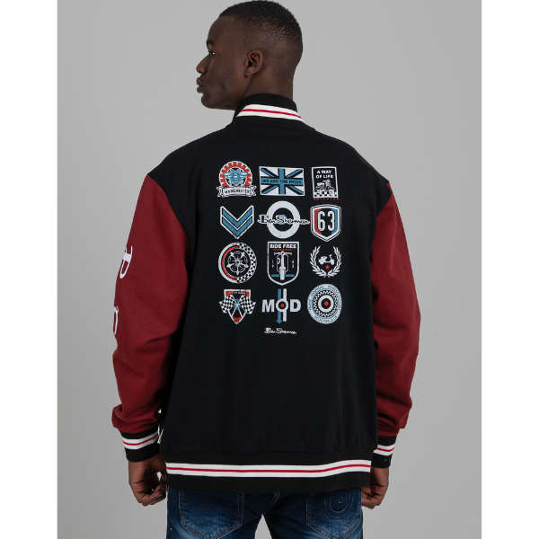 Varsity Bomber Jacket - Black Berry