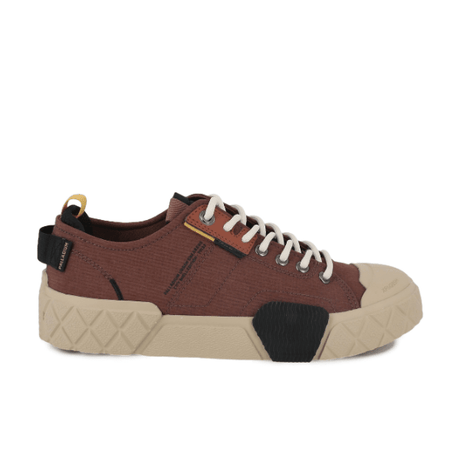 Palladium Ace City Shell in Racoon - side view showing micro ripstop upper, diamond texture outsole and lace-up construction