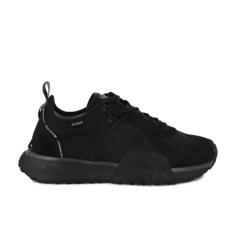 Troop Runner Black Olive Night low-top sneaker – side view in all-black colourway