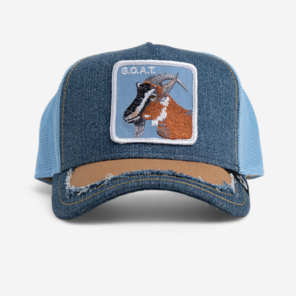 SILKY GOAT DISTRESSED TRUCKER - DENIM / STONE