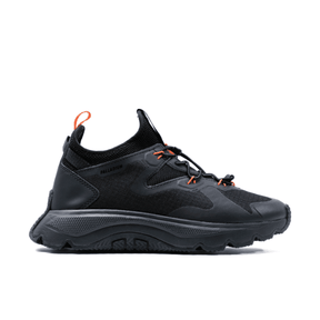 Palladium Thunder Lo sneaker in Black - side view showing low-cut nylon upper with ripstop detail on white background