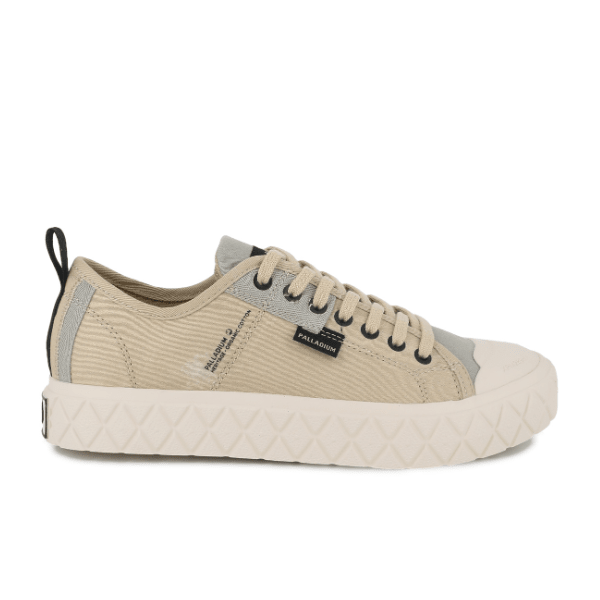 Palladium Palla Ace HTG Supply Mojave Desert low-top sneaker - side profile showing military-inspired moleskin canvas upper and diamond rubber outsole