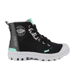 Pampa Hi Urban Layer Black high-top boot with teal accents and white outsole – side view