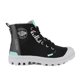 Pampa Hi Urban Layer Black high-top boot with teal accents and white outsole – side view