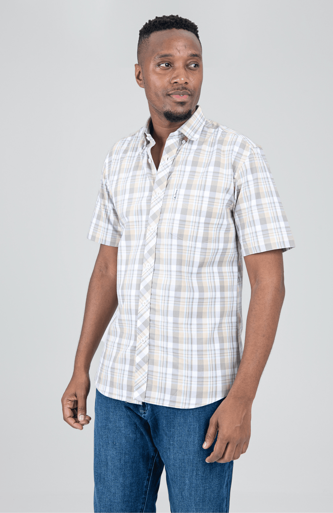 Check Short Sleeve Shirt - Beige