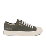 Palladium Palla Ace Washed CVS in Olive Night - side profile showing stone-washed canvas upper, diamond outsole and protective toe cap