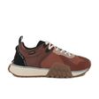 Troop Runner Racoon low-top sneaker in brown and black with white lace-up closure – side view
