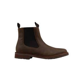 Chapman & Moore Country Chelsea Boot in Chocolate - side view showing leather upper and rubber sole