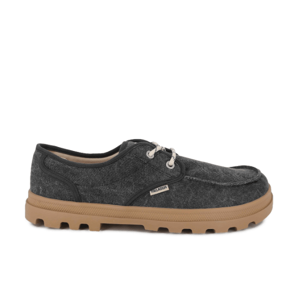 Palladium Dunelite Moc Cushion sneaker in Black - side view with gum sole on white background