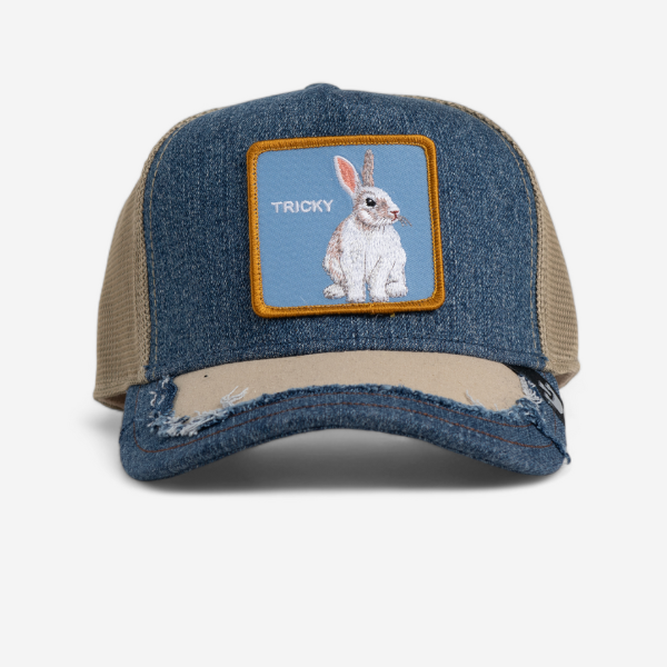 SILKY RABBIT DISTRESSED TRUCKER - DENIM / STONE