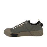 Palladium Ace City Shell in Olive Night Green - angled front view showing textured ripstop upper, lace-up closure and chunky outsole