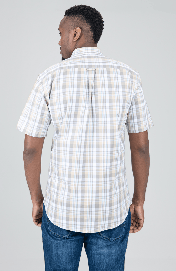 Check Short Sleeve Shirt - Beige - view 2