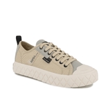 Palladium Palla Ace HTG Supply Mojave Desert - front angle showcasing tan moleskin canvas upper, reinforced toe cap and diamond-patterned rubber outsole