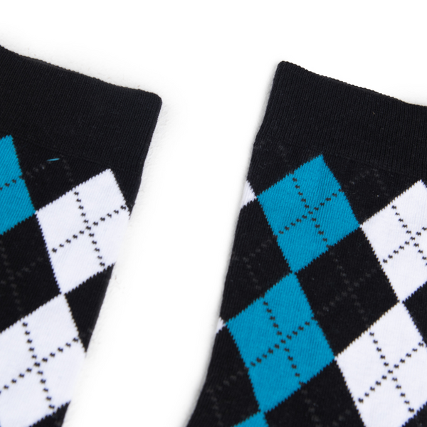 Partisan Socks - Multi Argyle Print - Black / White / Teal