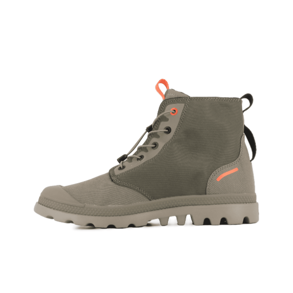Palladium PAMPA Lite Journey Boot Olive Night – rear view showing lightweight construction and elastic laces