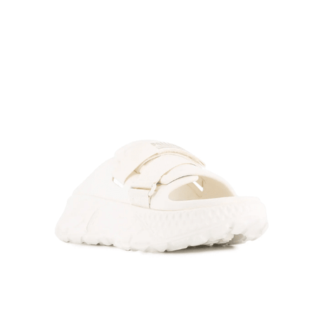 Palladium Offbound Slide in Cream - front view with chunky lug sole and double adjustable strap
