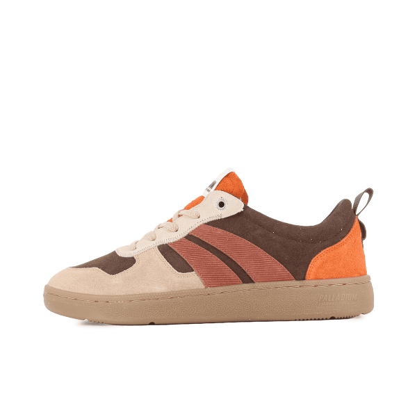 Palladium Pallacup Flame Suede sneaker in Bark Brown – heel view