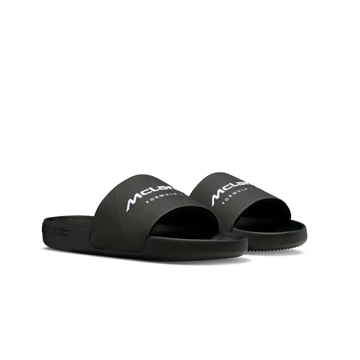K-Swiss x McLaren Black Slide Sandals - Front View Pair | K98717-BLK