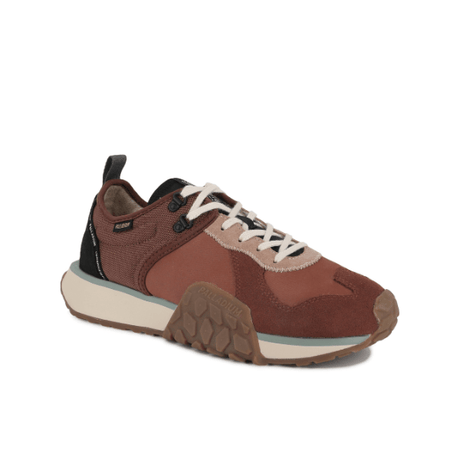 Troop Runner Racoon low-top sneaker – front angle view showcasing brown suede panelling and white sole