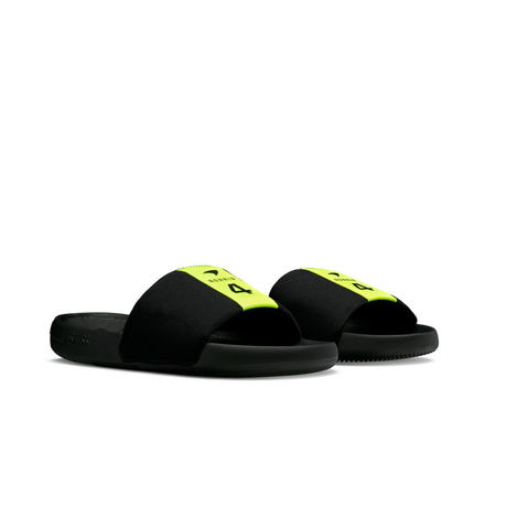 K-Swiss x McLaren Slide Sandals – pair shown from front with McLaren Safety Yellow branding