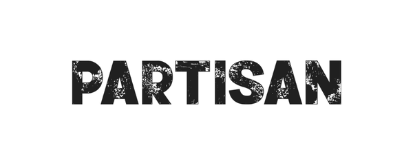 The word 'PARTISAN' in distressed black capital letters on a plain white background.