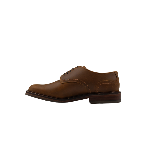 Chapman & Moore Plain Country Derby in Tan - opposite side view showing leather upper and cleated sole