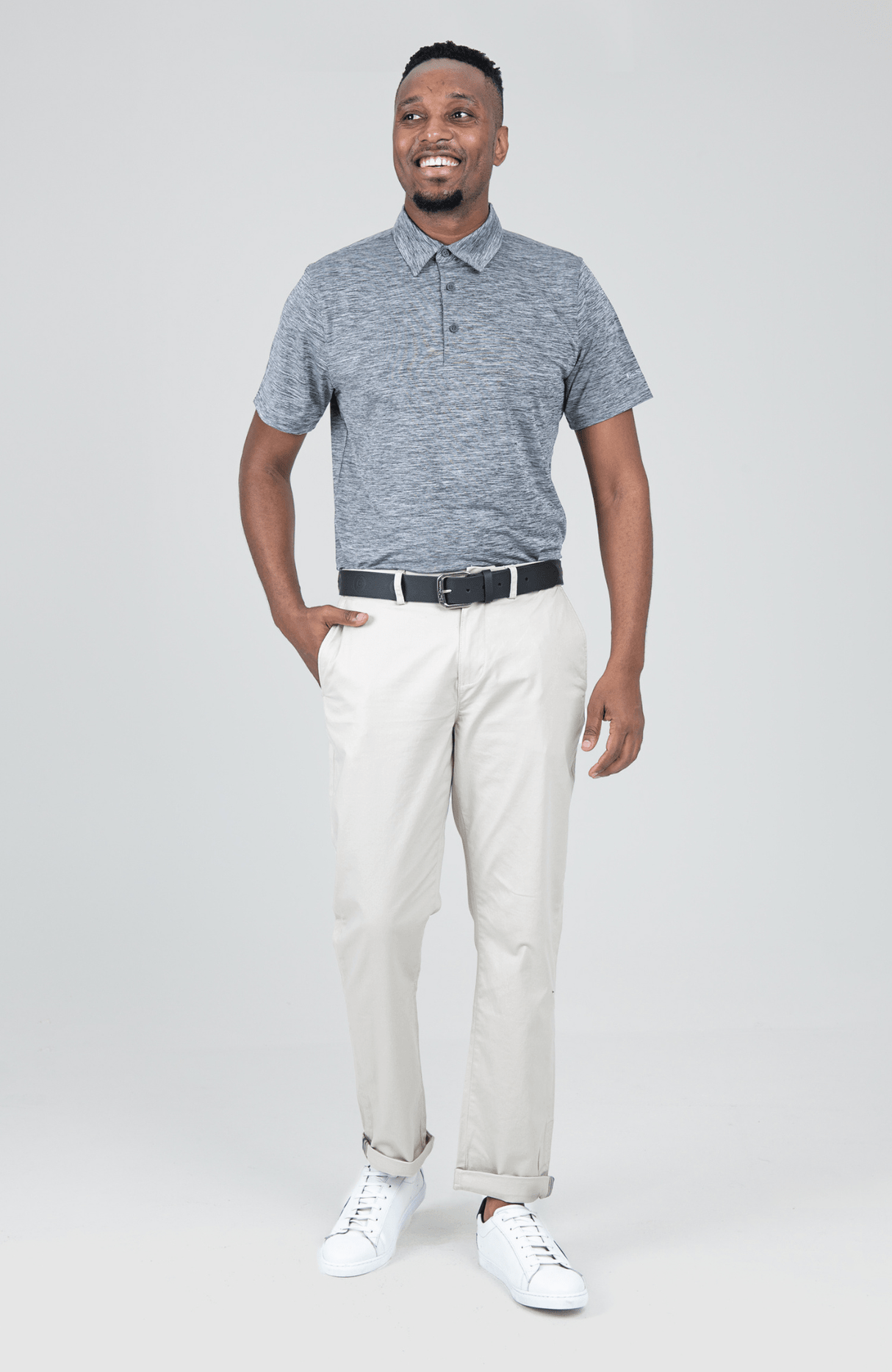 Heather Polo SS Sports Fit - Charcoal