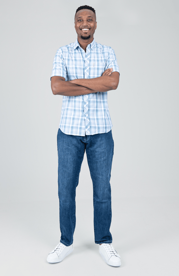 Check Short Sleeve Shirt - Airforce Blue