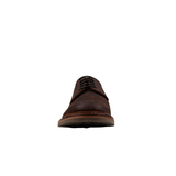 Chapman & Moore Plain Country Derby in Chocolate - front toe view showing round toe and leather construction