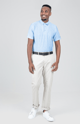 Watercolor Geo Polo SS Sports fit - Light Blue