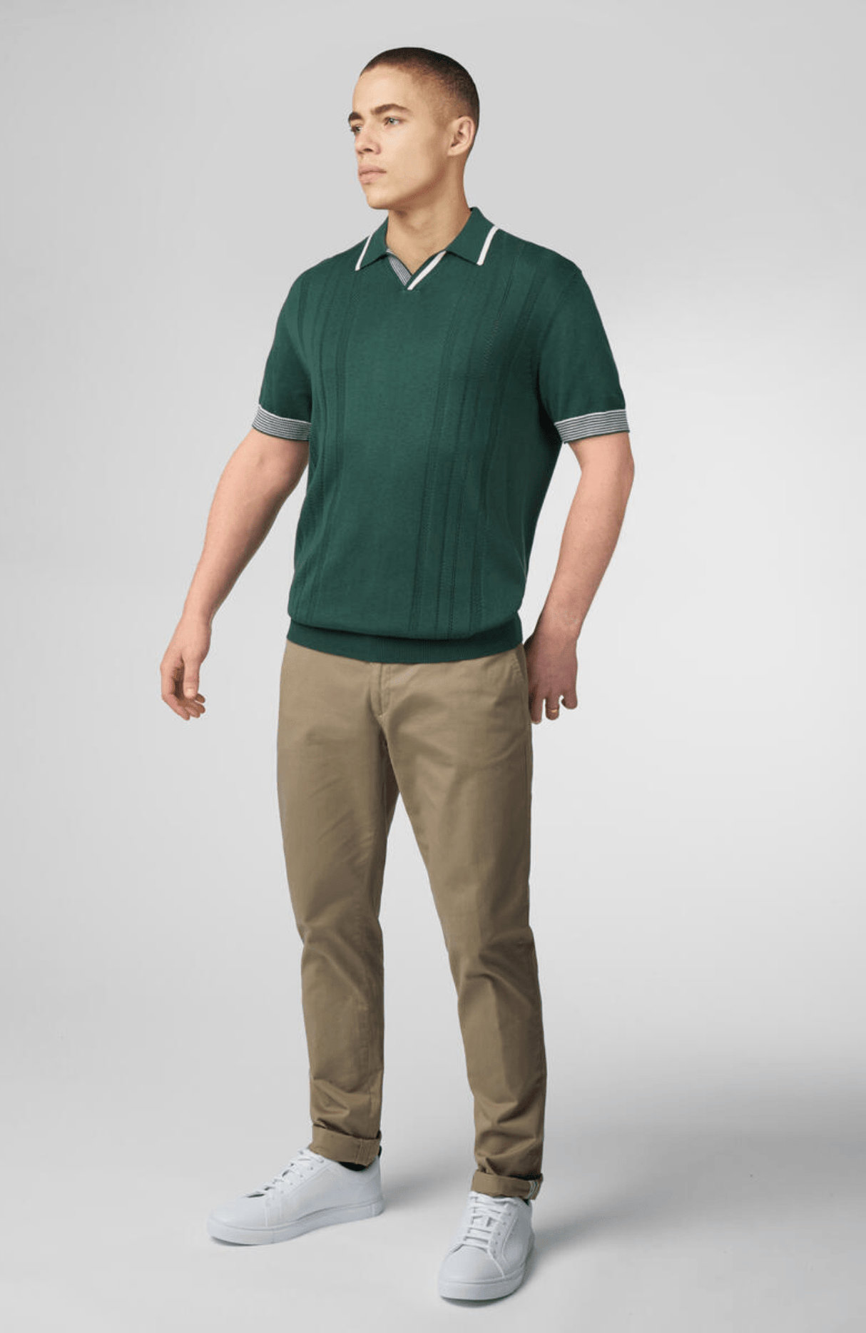 OPEN NECK POLO - GREEN