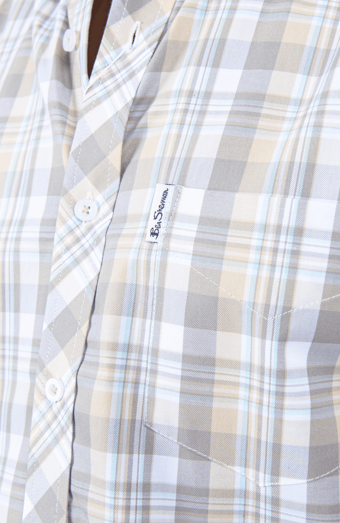 Check Short Sleeve Shirt - Beige - view 3