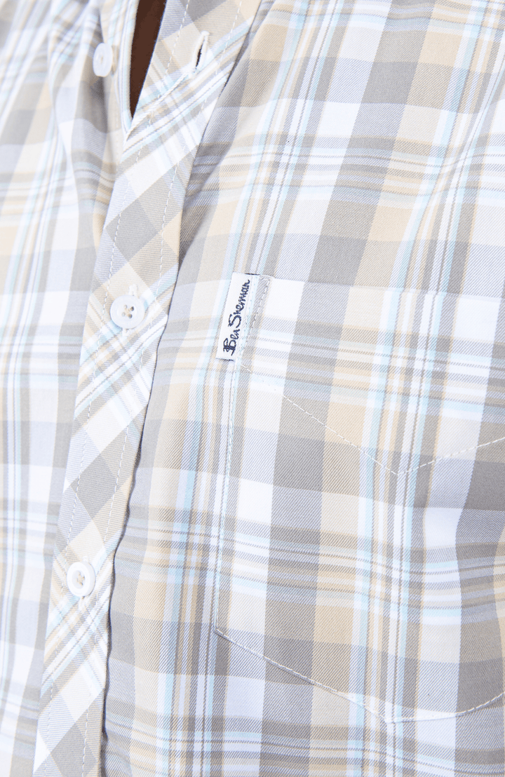 Check Short Sleeve Shirt - Beige - view 3